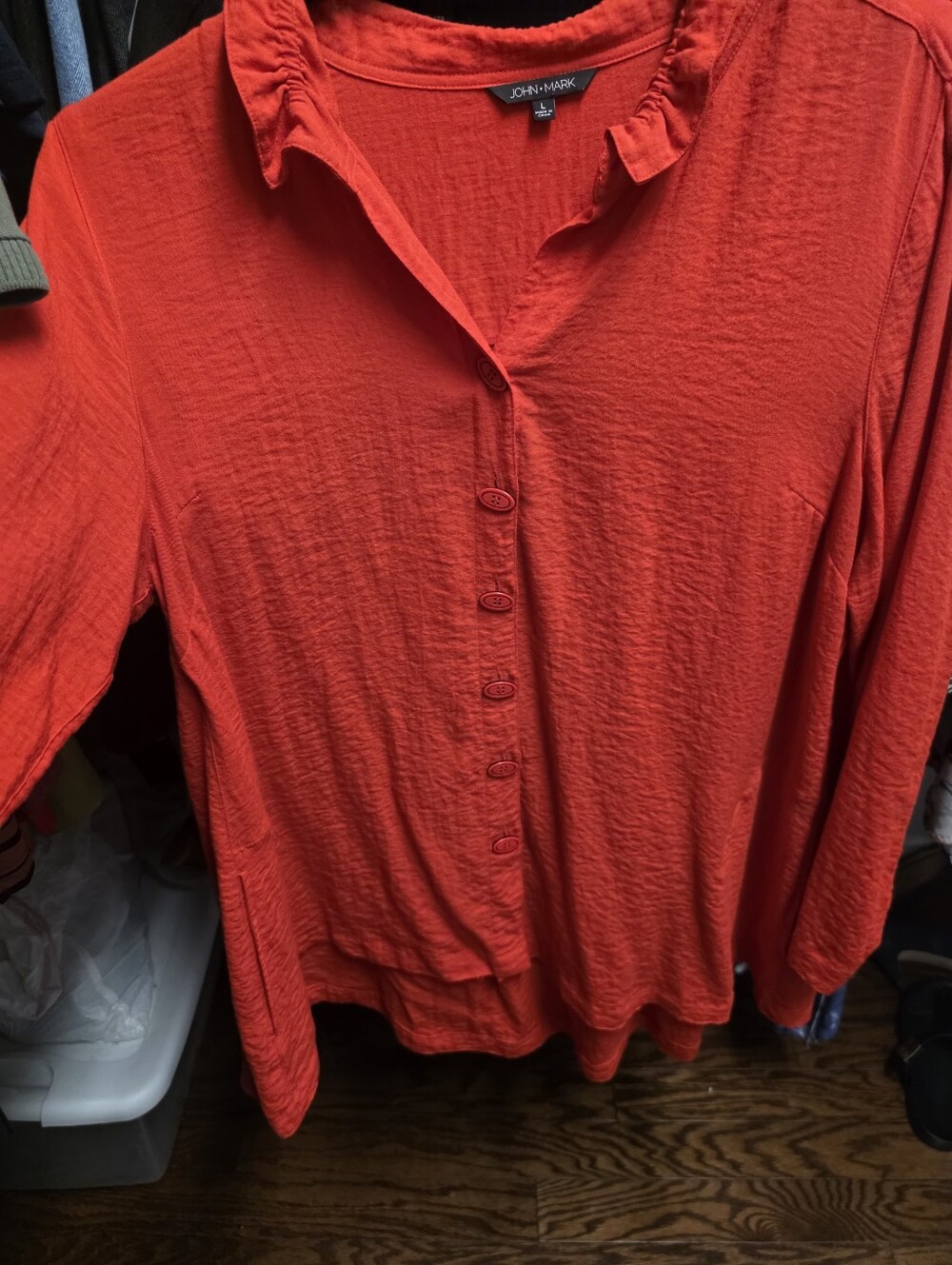 John Mark Red Women's Button-Up Blouse - Picture 10 of 10